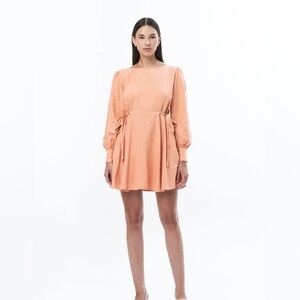 Jonny Cota Puff Sleeve Dress in Coral